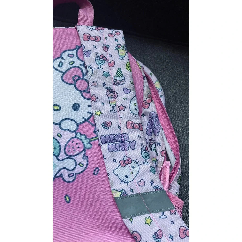 Hello Kitty Backpack Kids Pink Cupcake Treats Print Reflective Straps